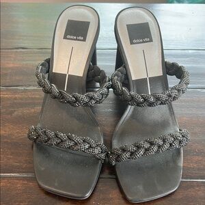 Dolce Vita Black Braided Kitten Heel Sandals